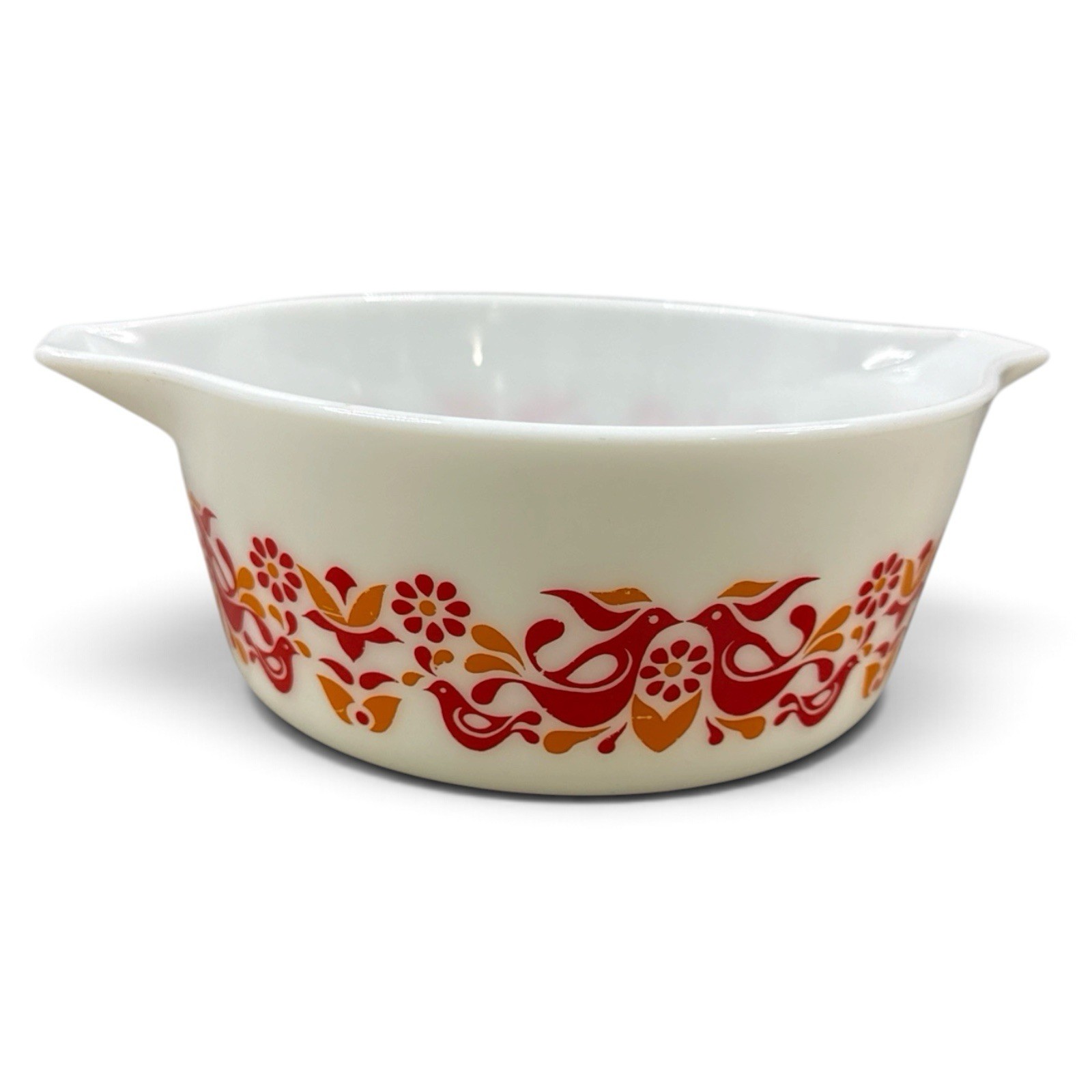 Vintage Pyrex Friendship 2.5 QT Casserole Dish 475-B Red Orange Birds No Lid Vintage Pyrex Friendship 2.5 QT Casserole Dish 475-B Red Orange Birds No Lid