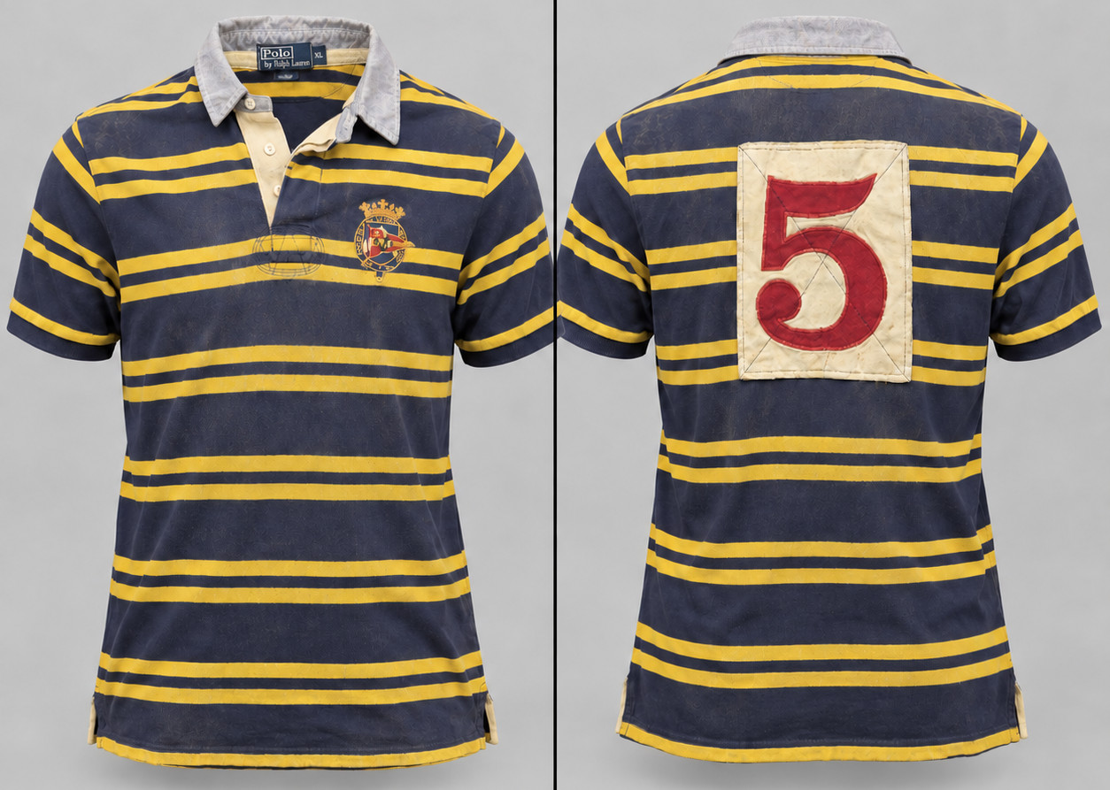 Vintage Polo Ralph Lauren Rugby Shirt Mens XL Blue Yellow Striped Crest Logo #5