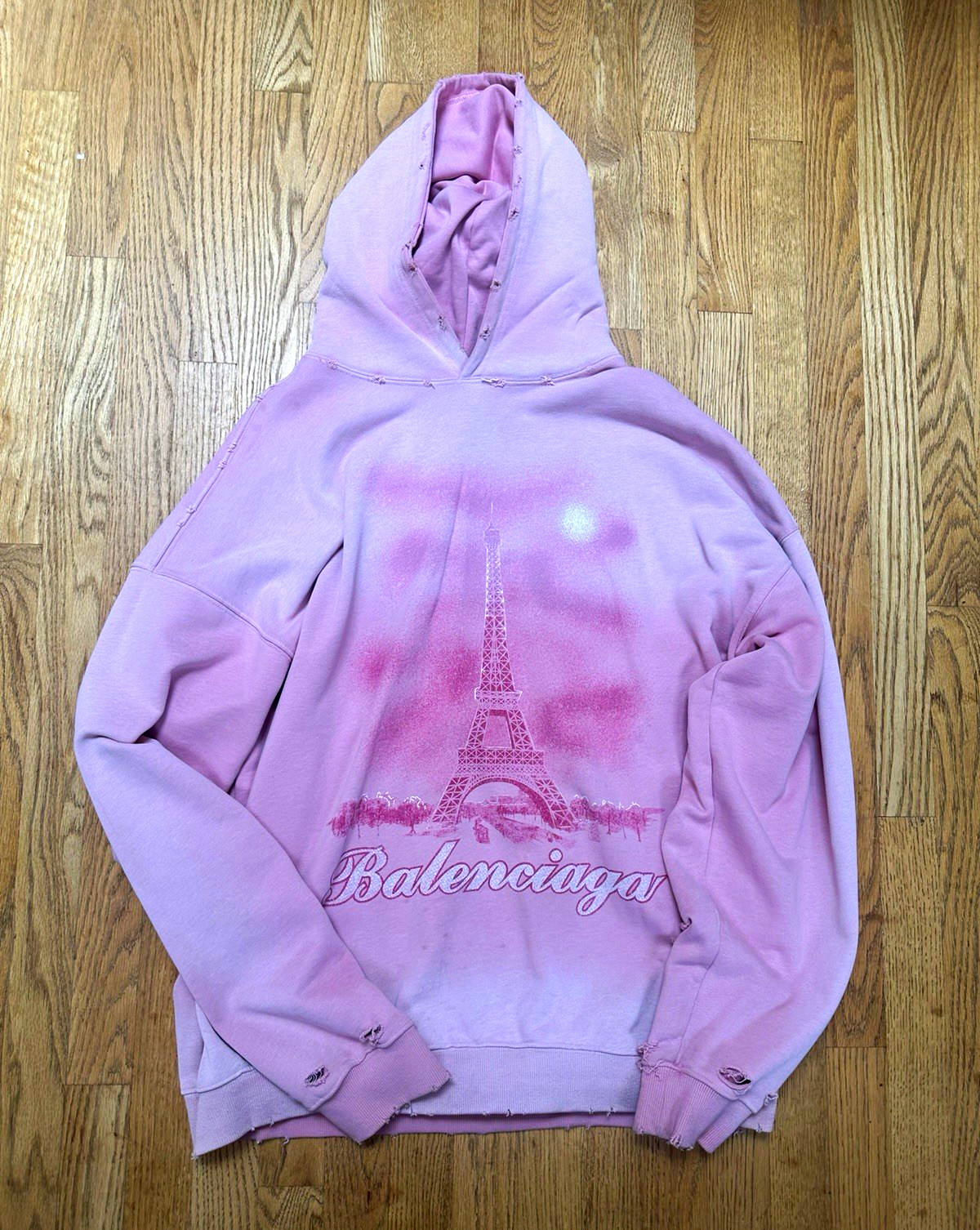 Balenciaga Pink Paris Eiffel Tower Logo Graphic Pullover Hoodie Men’s XL Balenciaga Pink Paris Eiffel Tower Logo Graphic Pullover Hoodie Men’s XL