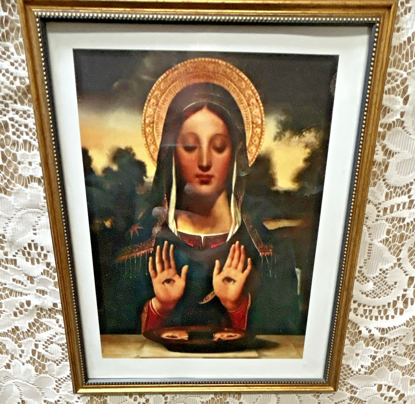 Saint Lucia Patron of the Blind Framed Glass Christian Religious Stand/Hanger
