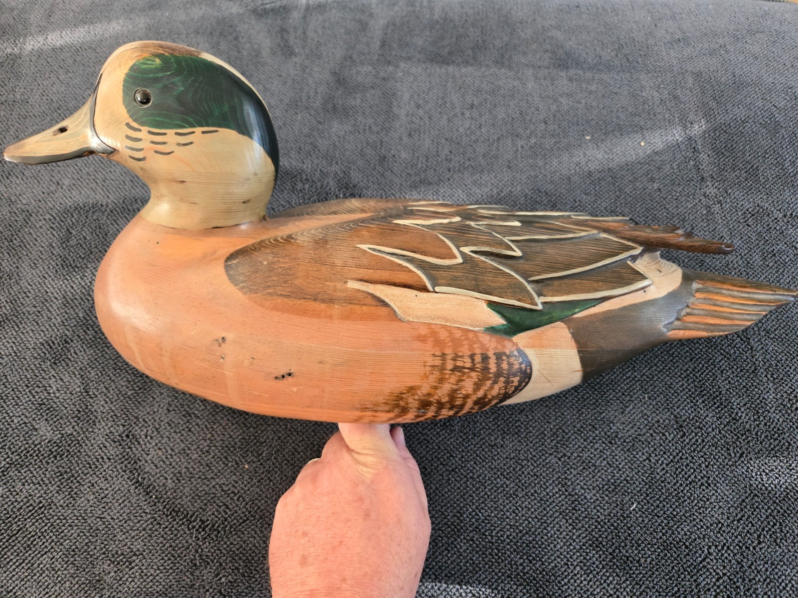 Vintage 1991 1992 Tom Taber Ducks Unlimited Signed Carved Wood Duck Decoy #2