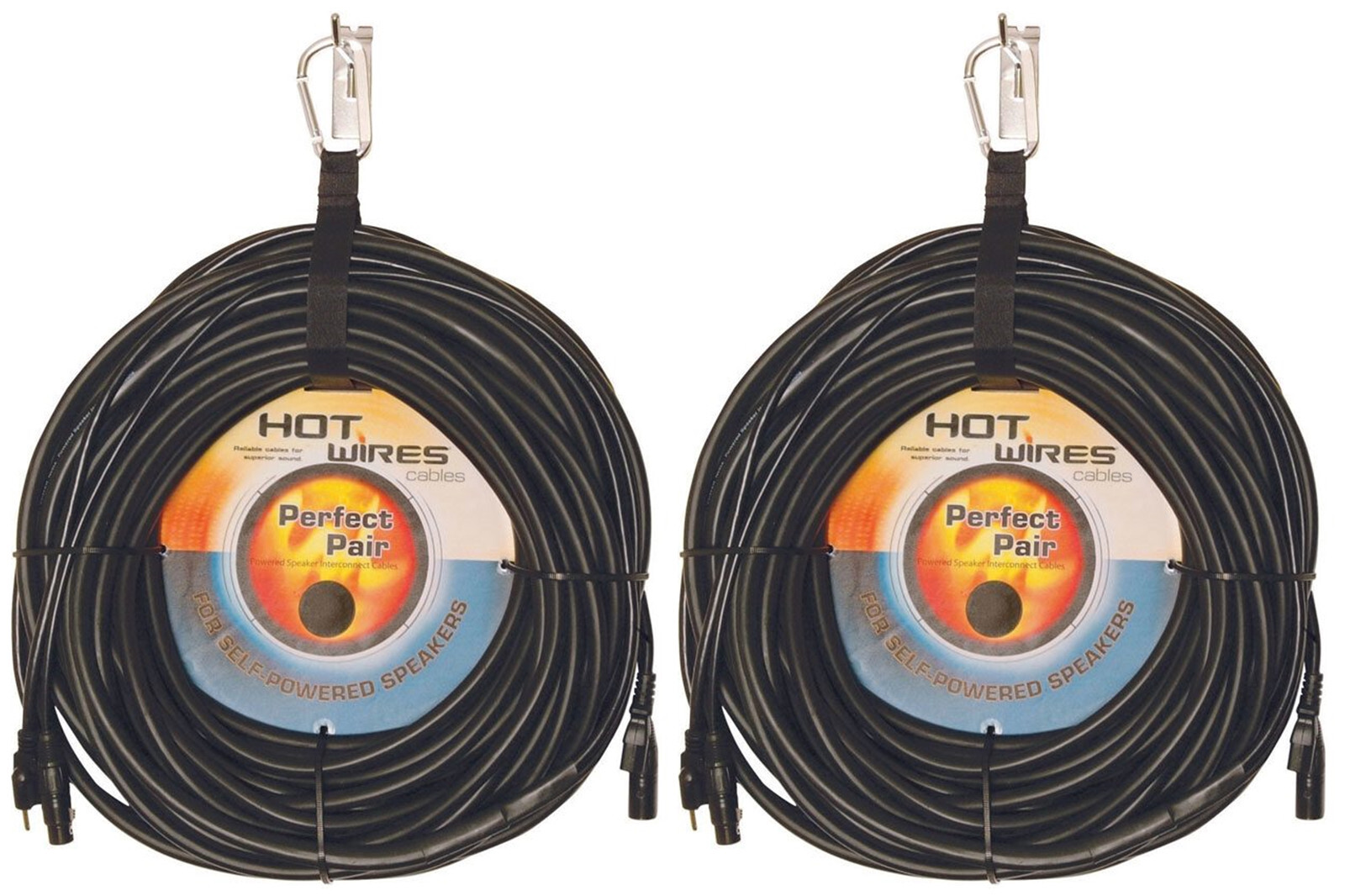 2 PAIR  TURBO-SERIES COMBO 100' Powered Speaker AC & XLR  Combo Cables 