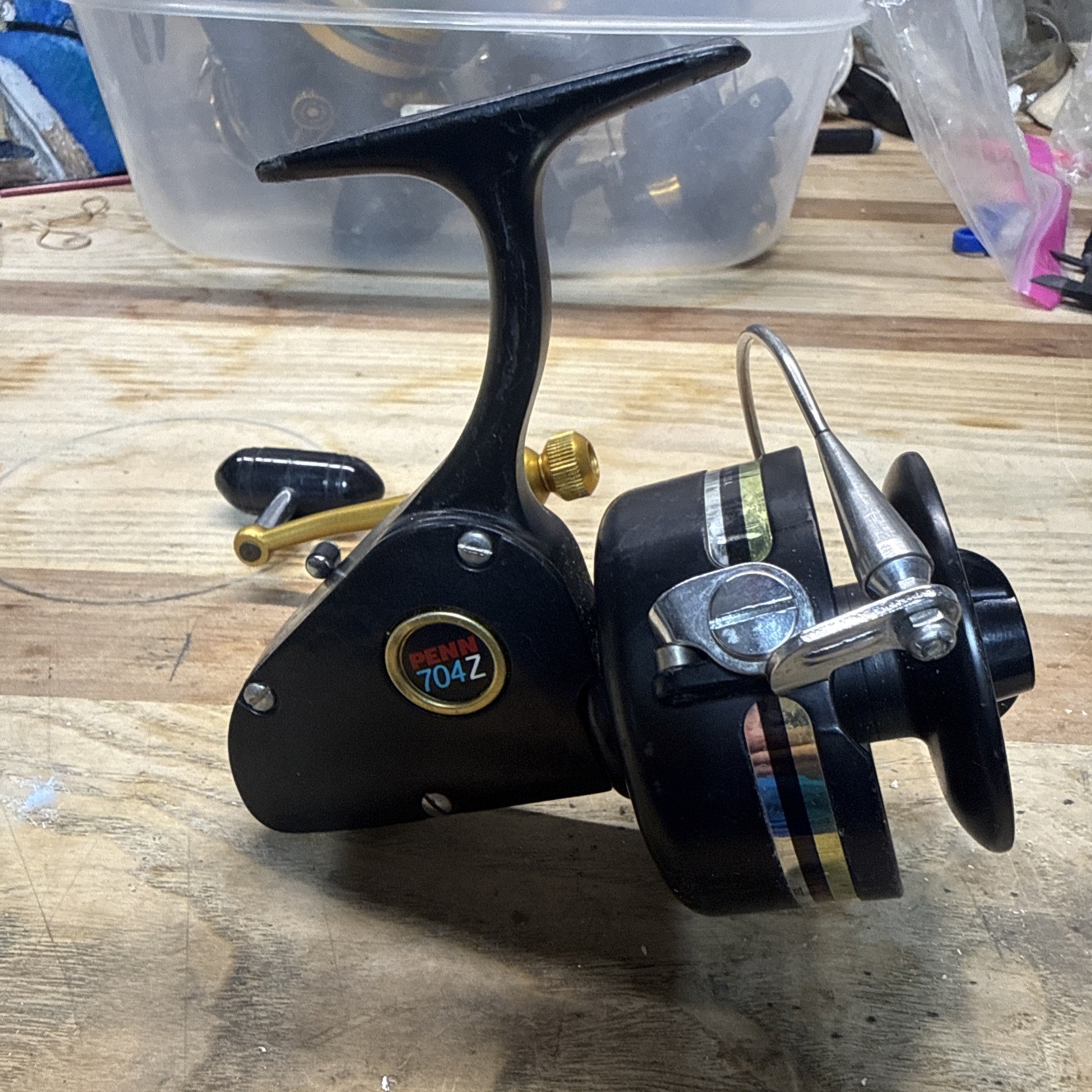 Vintage Penn Spinfisher 704Z Spinning Reel Black Gold Made USA Works Great Vintage Penn Spinfisher 704Z Spinning Reel Black Gold Made USA Works Great