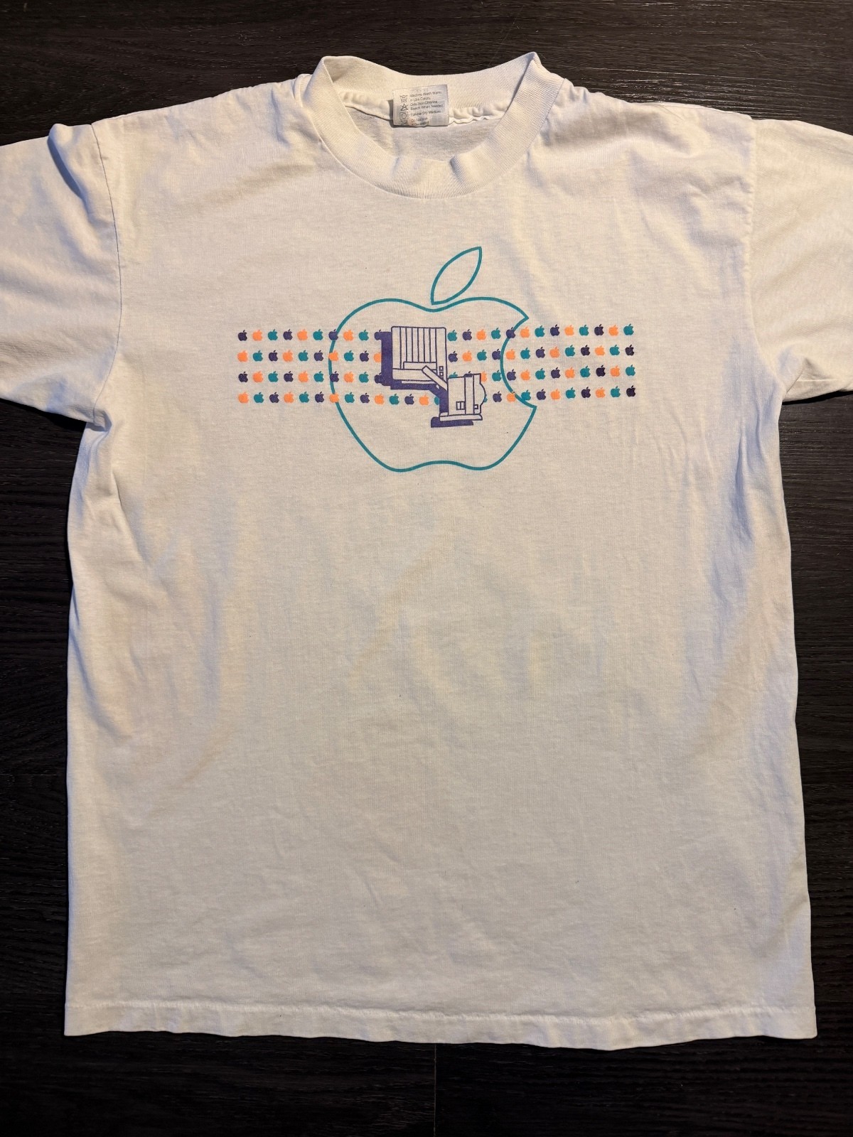 Vtg 80s Apple Computer Rare Employee Colorful Apple Graphic Tee L Grail