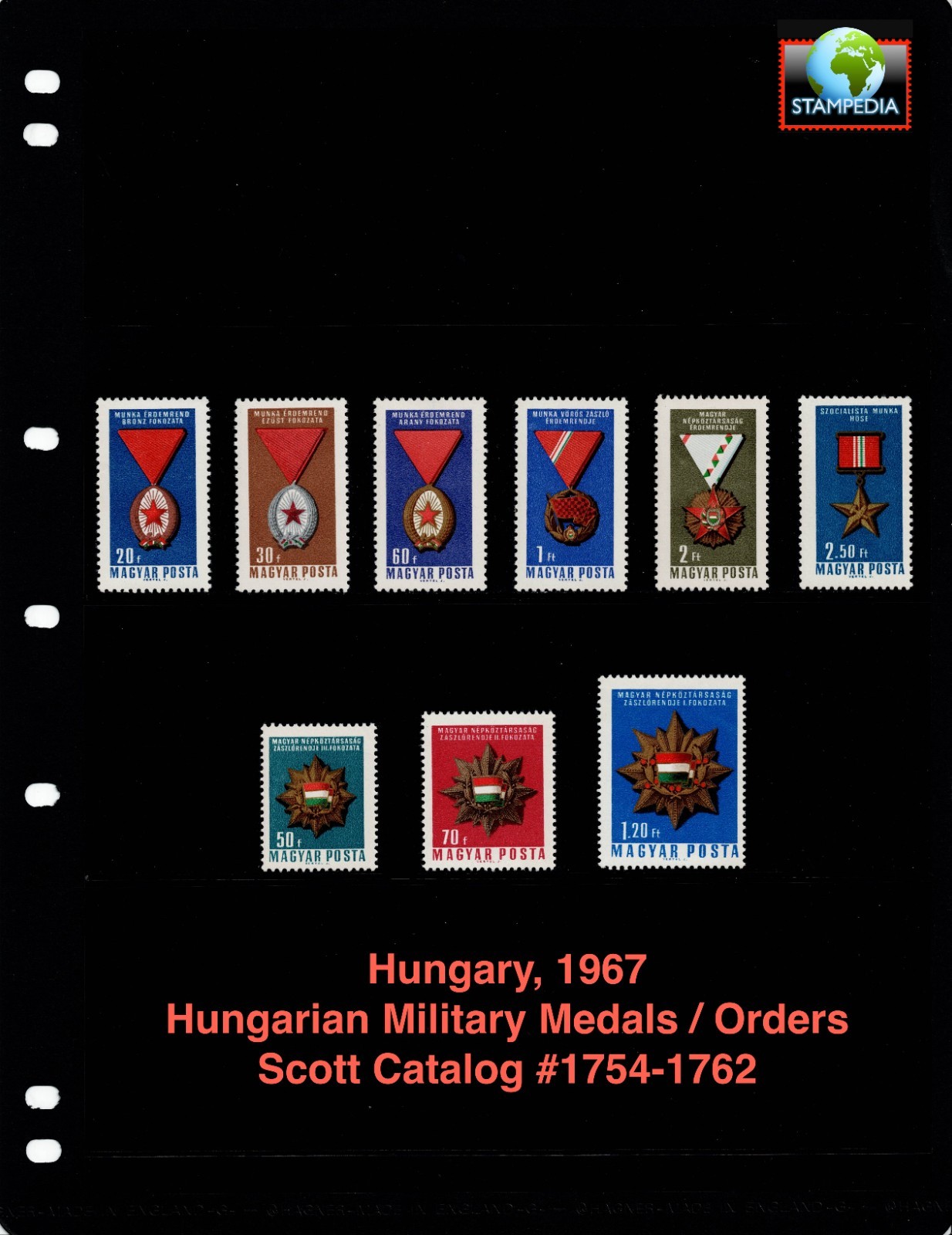 $2.70 Scott Value - 1967 HUNGARY Military Medals Orders Hungarian CV MNH NH UMM