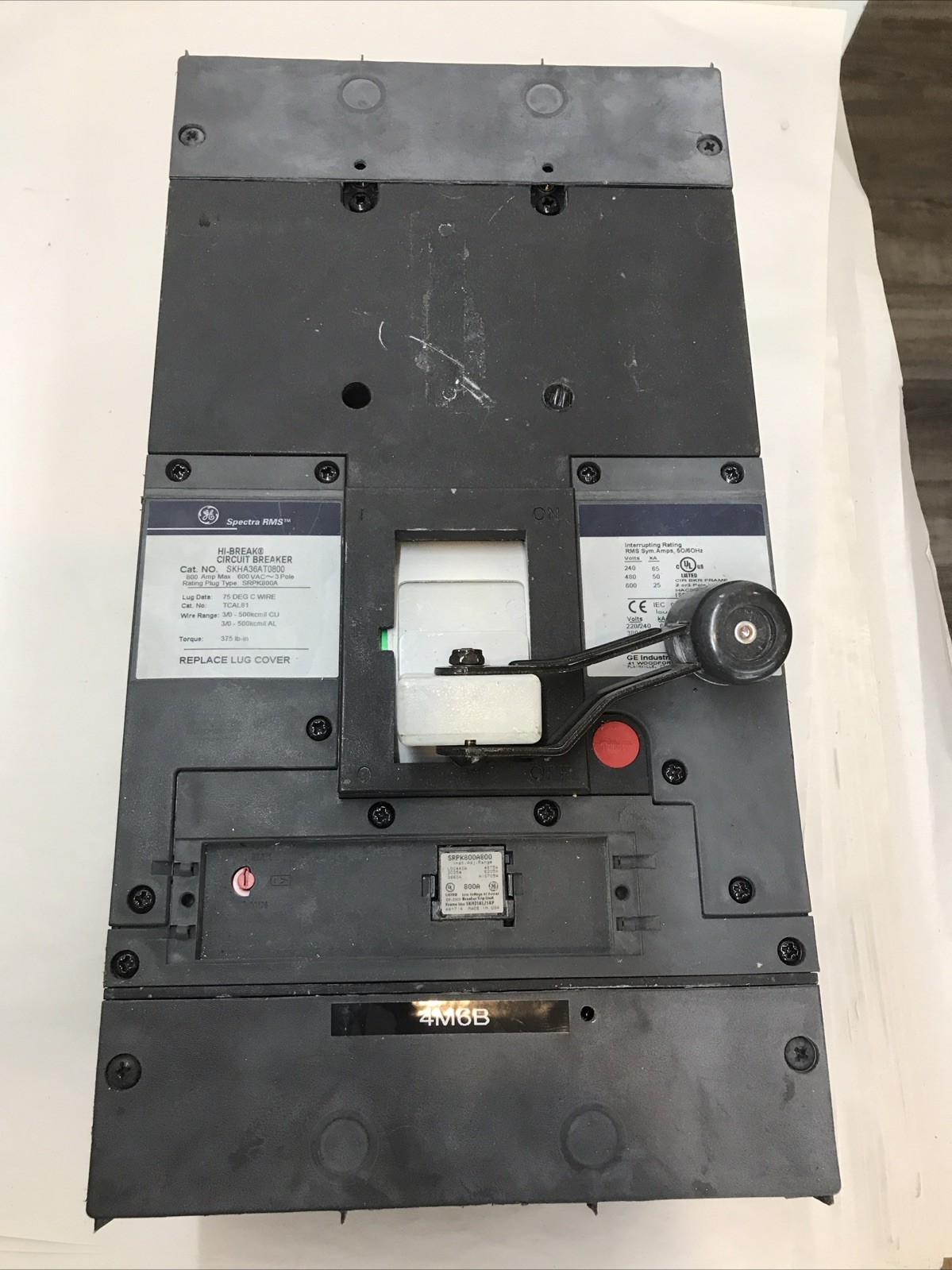 GE Hi-Break Spectra Circuit Breaker SKHA36AT0800 800A 3 Pole 600V