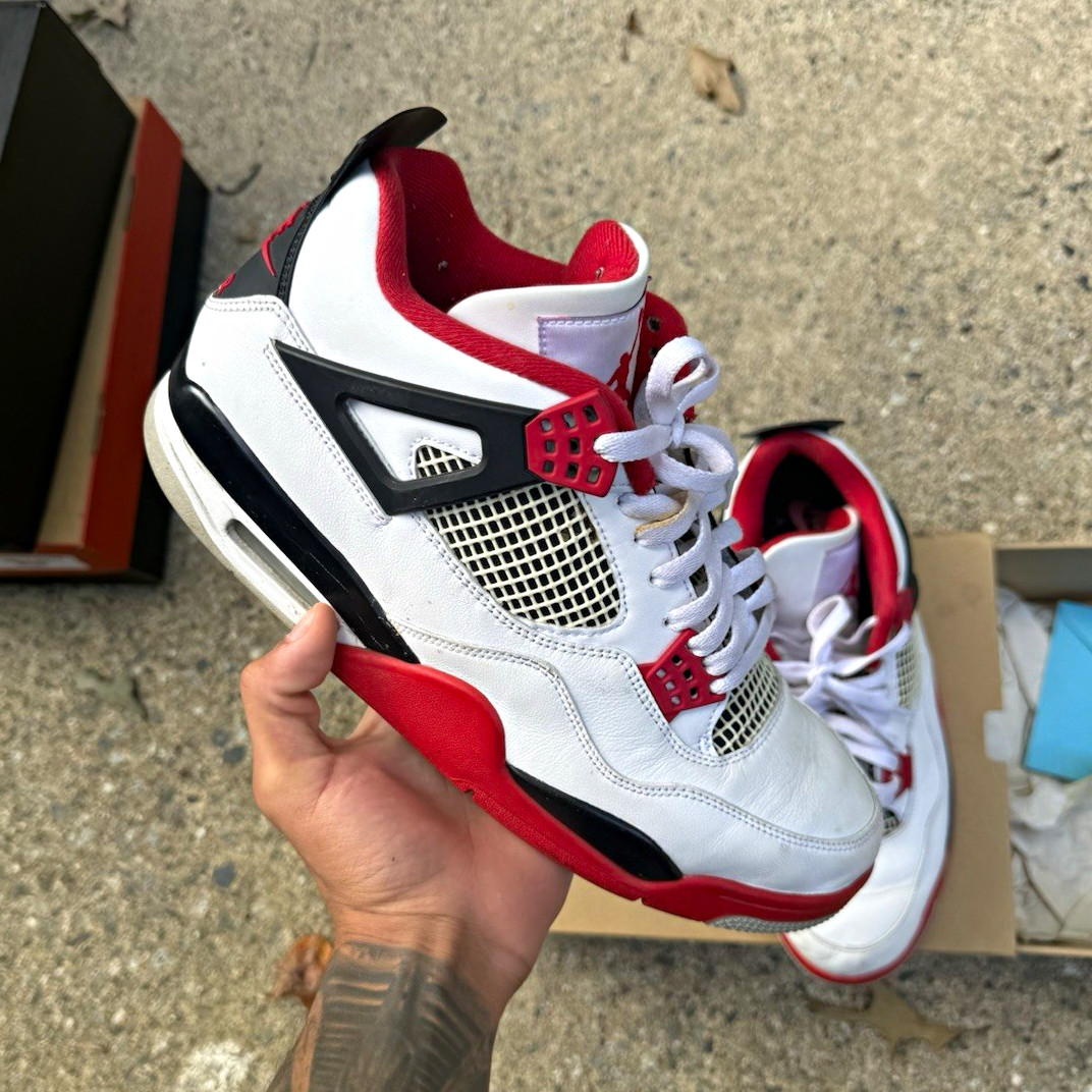 Nike Air Jordan 4 Men’s Colorblock Leather Mid Top Lace-Up Basketball Nike Air Jordan 4 Men’s Colorblock Leather Mid Top Lace-Up Basketball