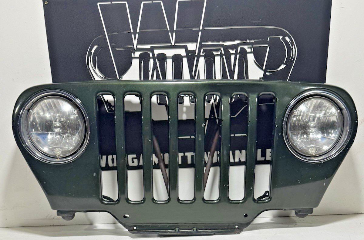 97-06 Jeep TJ Wrangler Moss Green PJN Front Grille Panel & KC Hilites Headlights 97-06 Jeep TJ Wrangler Moss Green PJN Front Grille Panel & KC Hilites Headlights