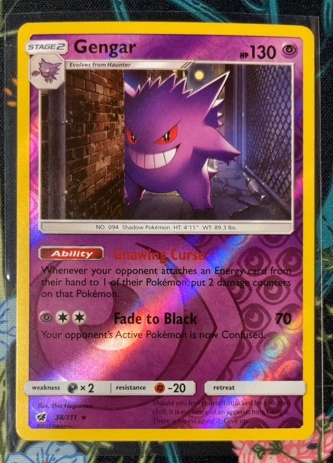 Pokemon Gengar 38/111 Reverse Holo Crimson Invasion Card 2017 -W406 Pokemon Gengar 38/111 Reverse Holo Crimson Invasion Card 2017 -W406