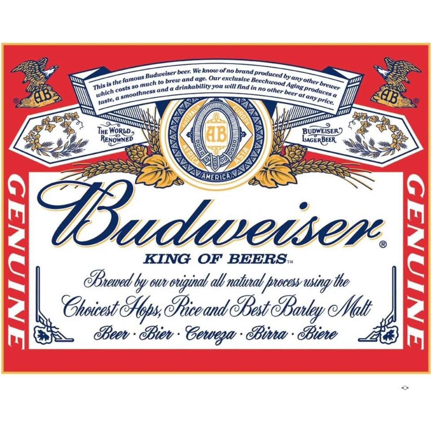 Budweiser - Label Tin Sign - Nostalgic Vintage Metal Wall Décor Budweiser - Label Tin Sign - Nostalgic Vintage Metal Wall Décor