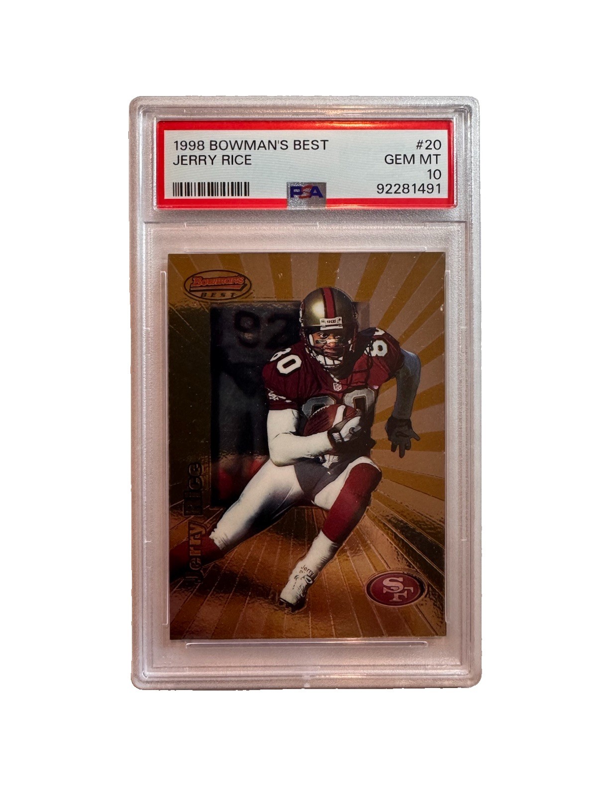 Jerry Rice San Francisco 49ers HOF 1998 Bowman\'s Best - #20 PSA 10 Pop 27 Jerry Rice San Francisco 49ers HOF 1998 Bowman\'s Best - #20 PSA 10 Pop 27