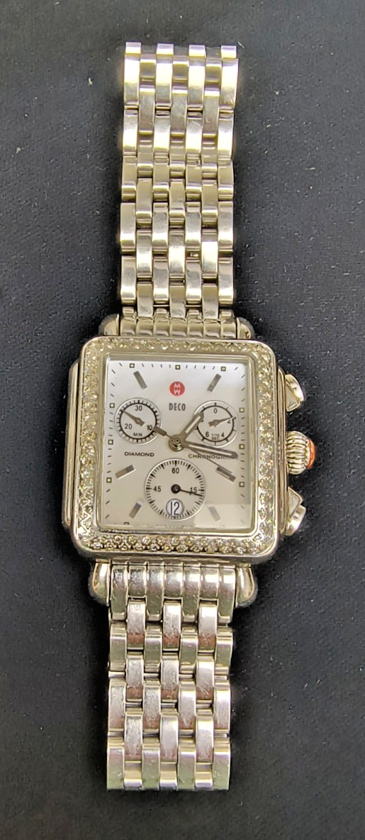 VINTAGE MICHELE DECO DIAMOND CHRONOGRAPH MW06A01 QUARTZ WRISTWATCH