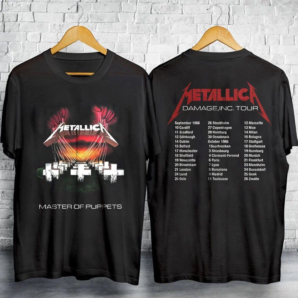 Metallica Master of Puppets Tour 1986 Fan T-Shirt European Dates S-4XL