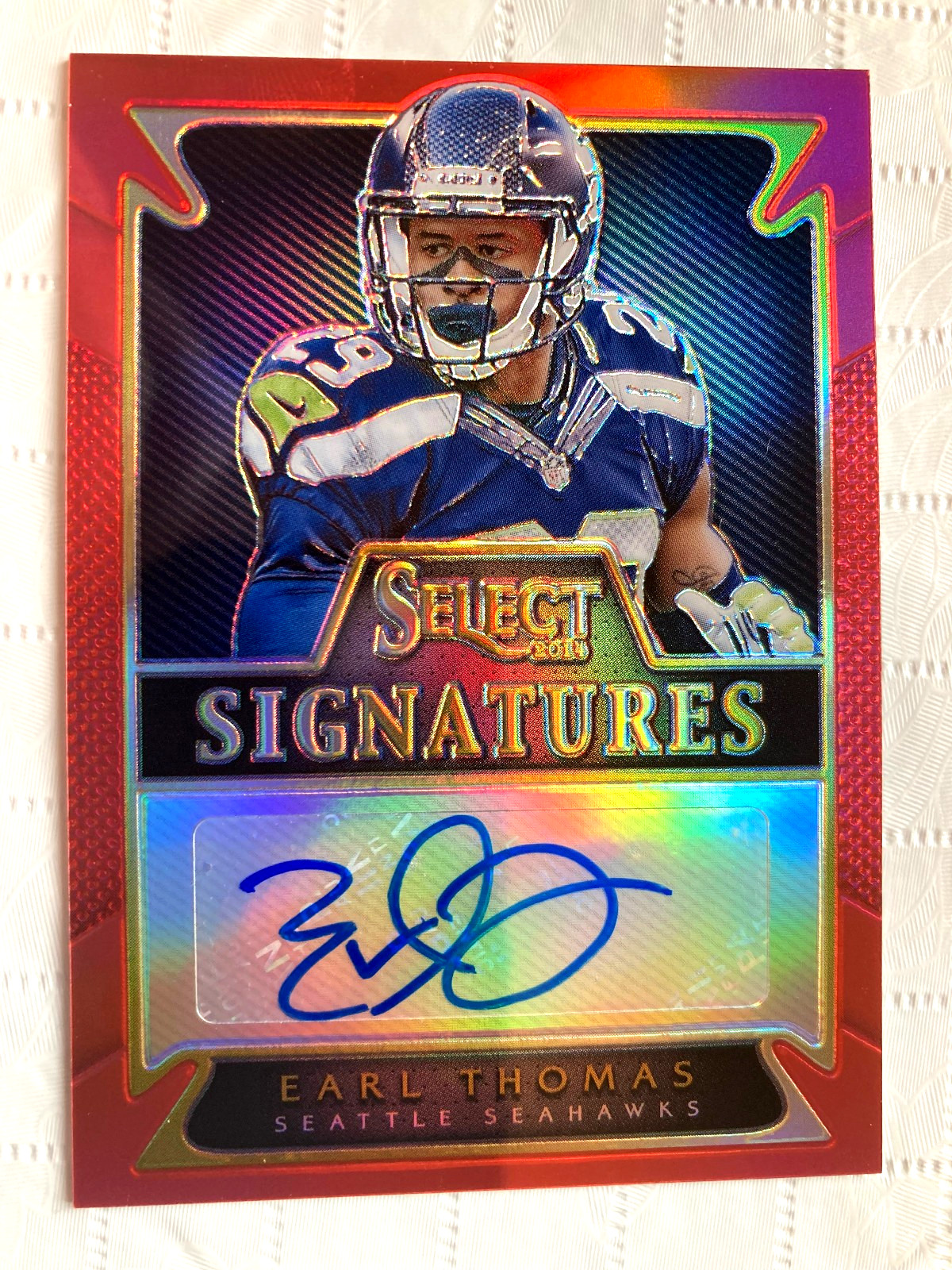 2014 Panini Select #SS-ET Earl Thomas Signatures Red Prizm Auto #\'d /20 Seahawks