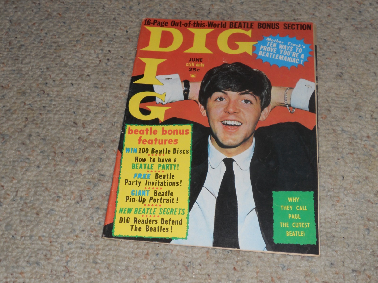 1964 BEATLES Dig Magazine/Book-Beatles Bonus Section 16-Page Feature Illustrated