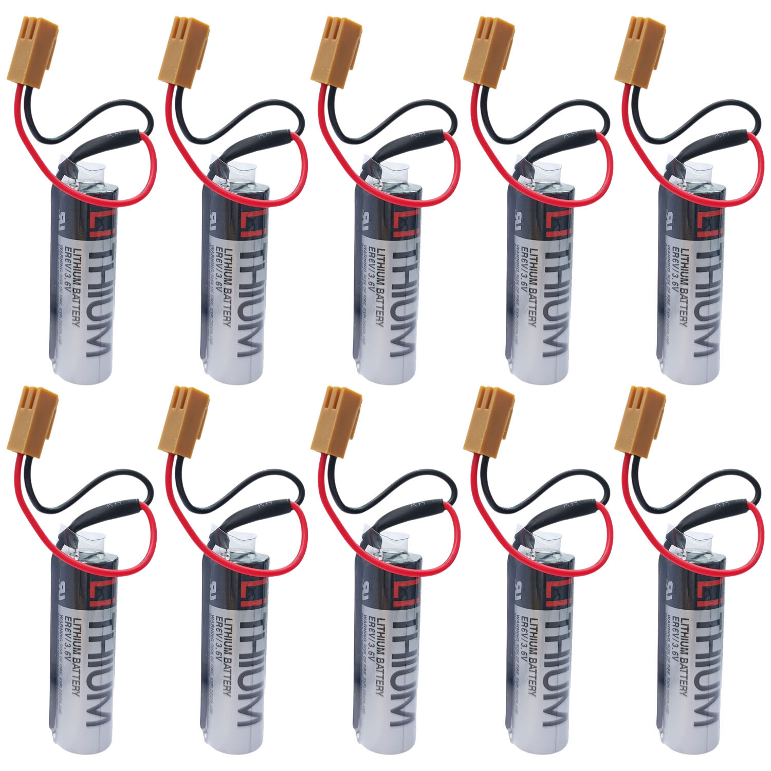 10Pcs Toshiba ER6V/3.6V ER6VC119A ER6VC119B 2400mAh PLC Battery with Brown Plug 10Pcs Toshiba ER6V/3.6V ER6VC119A ER6VC119B 2400mAh PLC Battery with Brown Plug