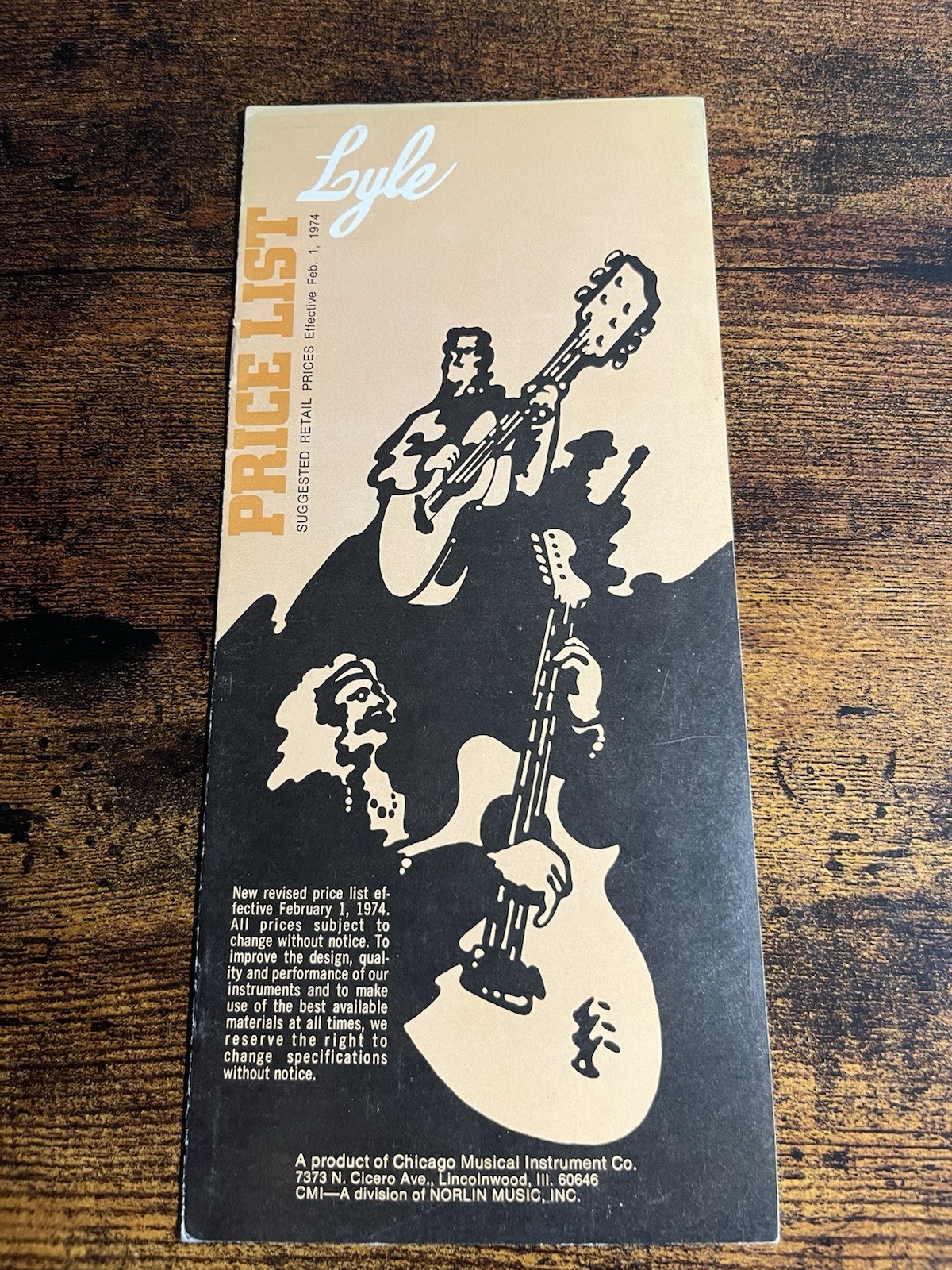 Vintage 1974 Lyle Musical Instruments Retail Price List