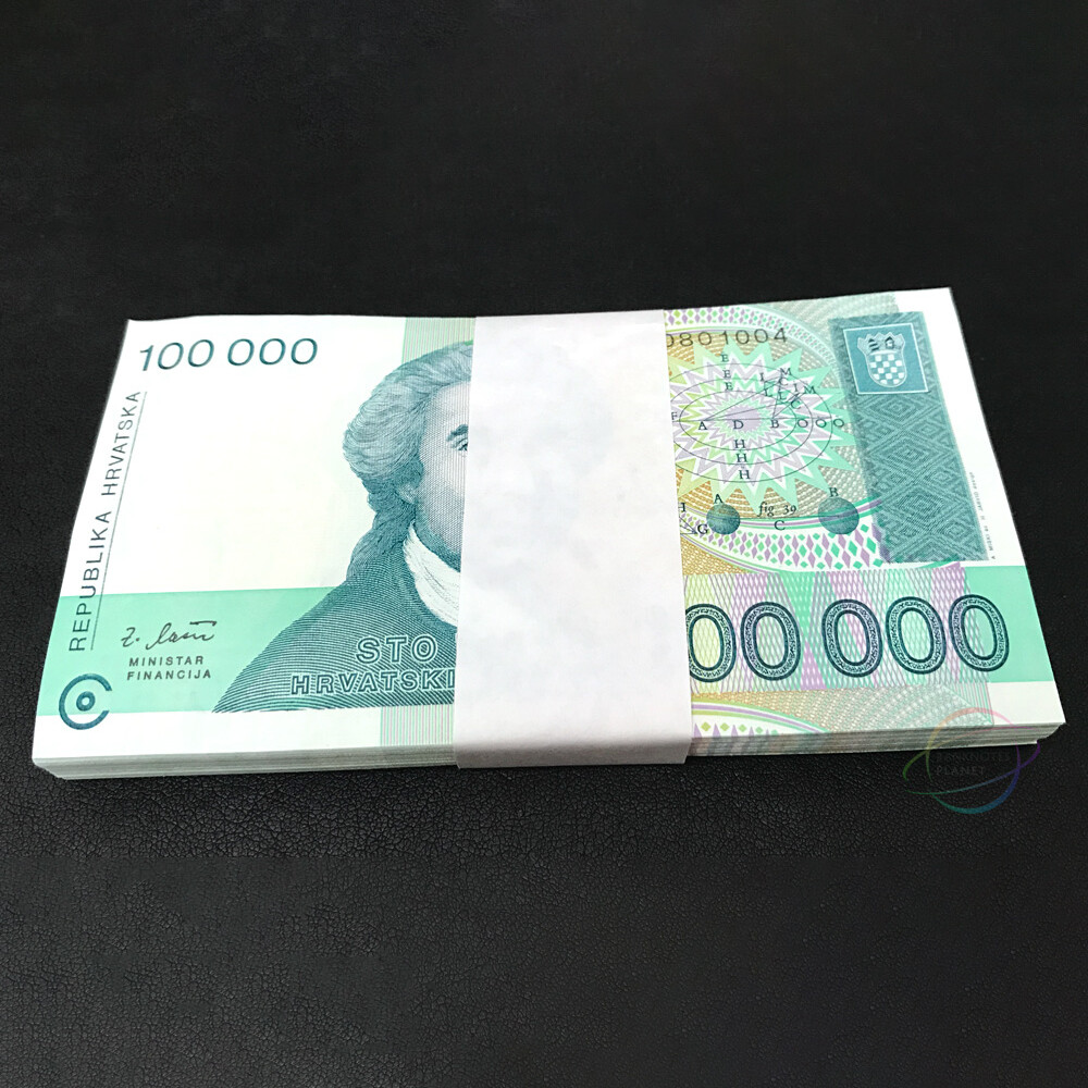 CROATIA 100,000 100000 Dinara X 100 PCS 1993 P-27 Bundle UNC Uncirculated