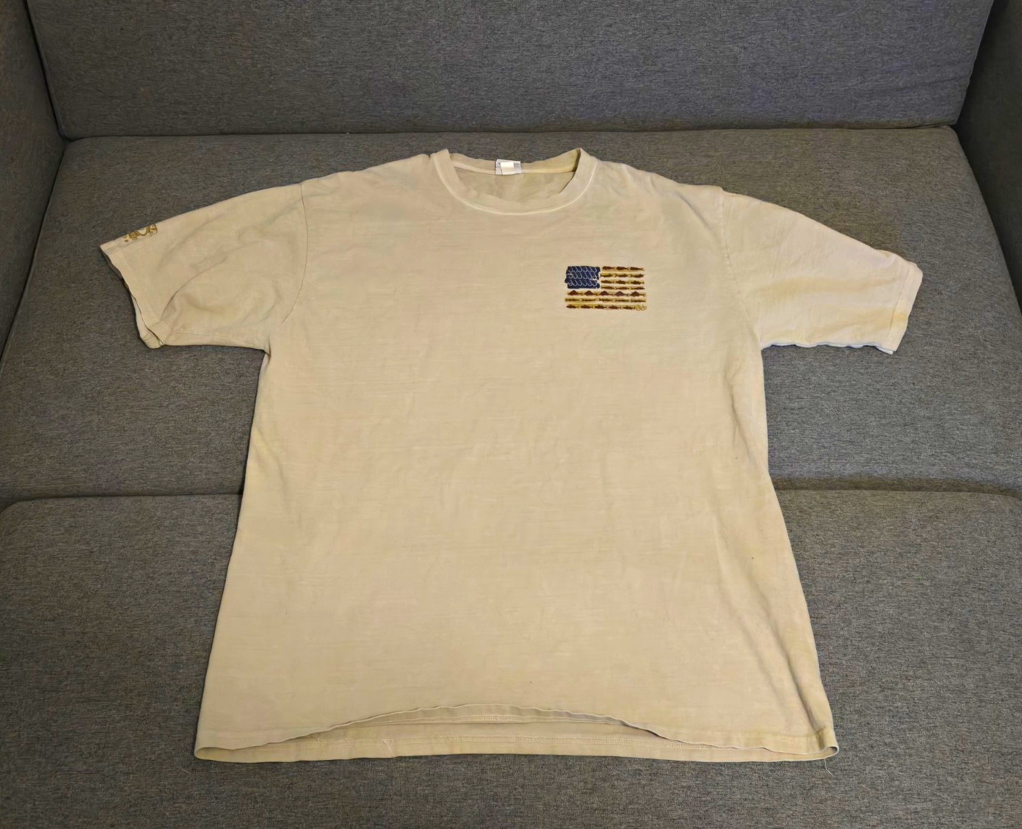 Crazy Shirts Hawaii USA Fish Flag Shirt Mens XL Kona Coffee Dyed Graphic Tee