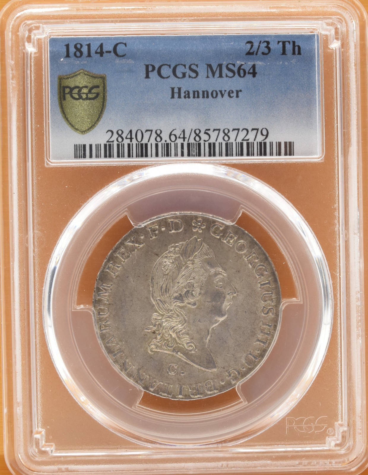 1814-C Hannover 2/3 Thaler KM-100.1 PCGS MS64 - TOP POP - Finest Known