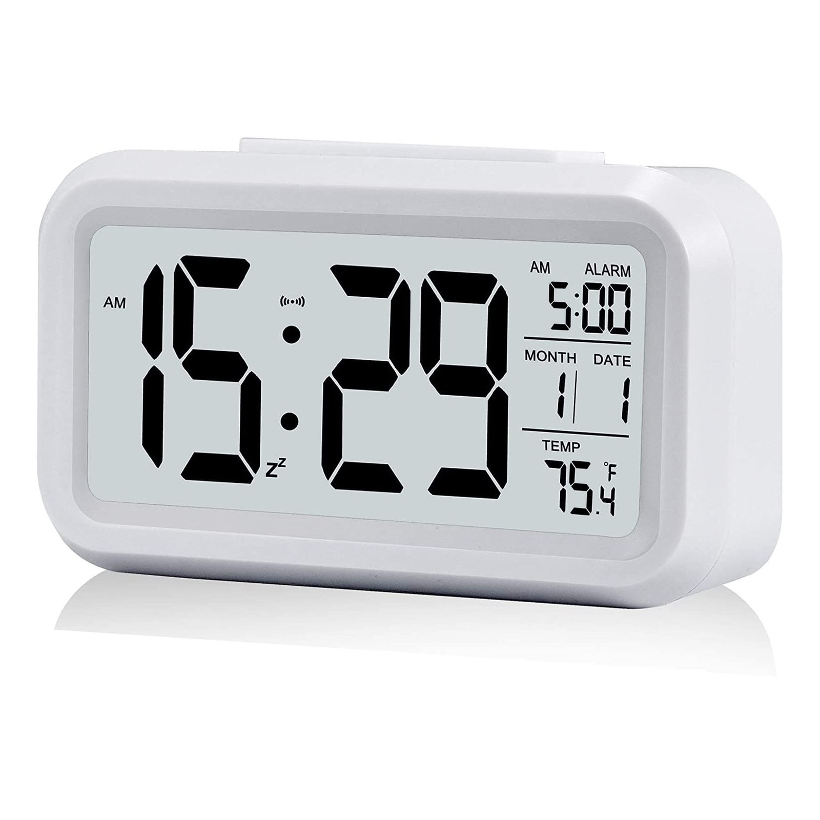 Reloj despertador digital con pantalla LCD y dos puertos de carga USB 12/24 h