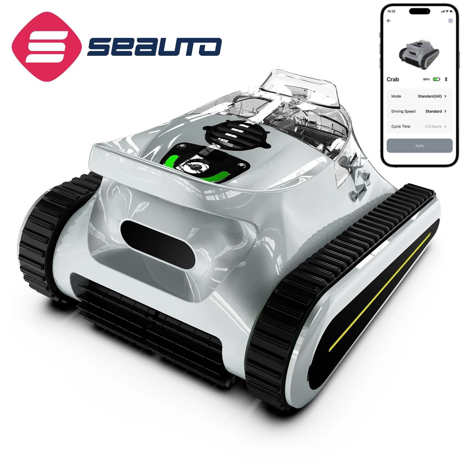 (2026 Upgrade) Seauto Cordless Robotic Pool Cleaner Wall- Waterline Cleaning App