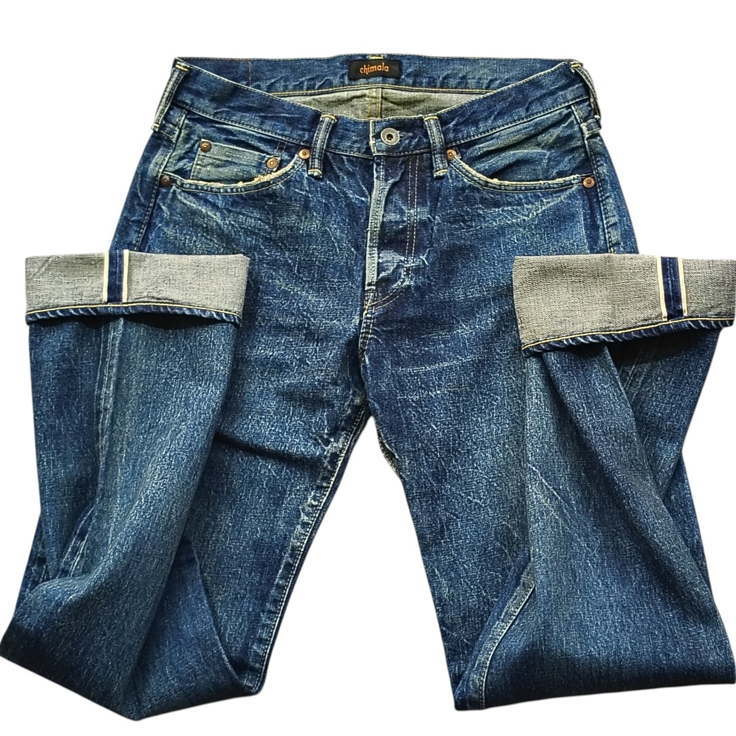Chimala Women\'s Distressed Jeans Button Fly Japan Selvedge 26 Vintage Straight Chimala Women\'s Distressed Jeans Button Fly Japan Selvedge 26 Vintage Straight