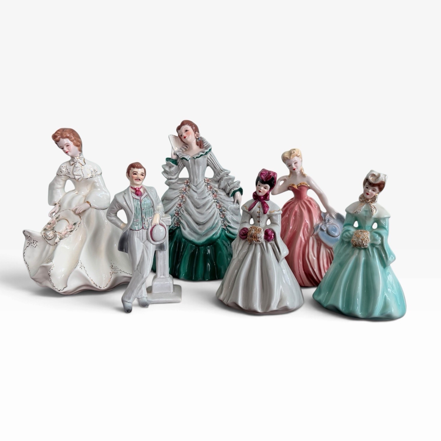 Vintage Florence Ceramics Figurine Lot of 6 Ladies & Gentleman California