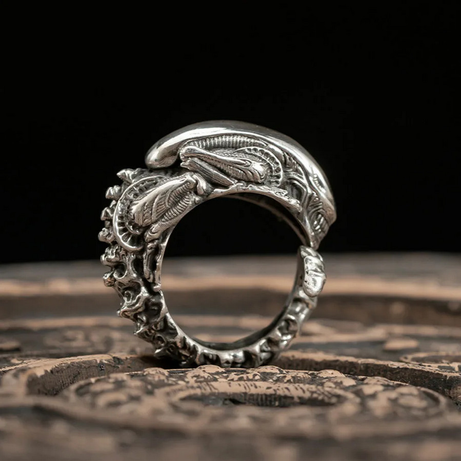 Alien Aliens Open Ring Gothic Silvery Movie Jewelry Adjustable Resizable