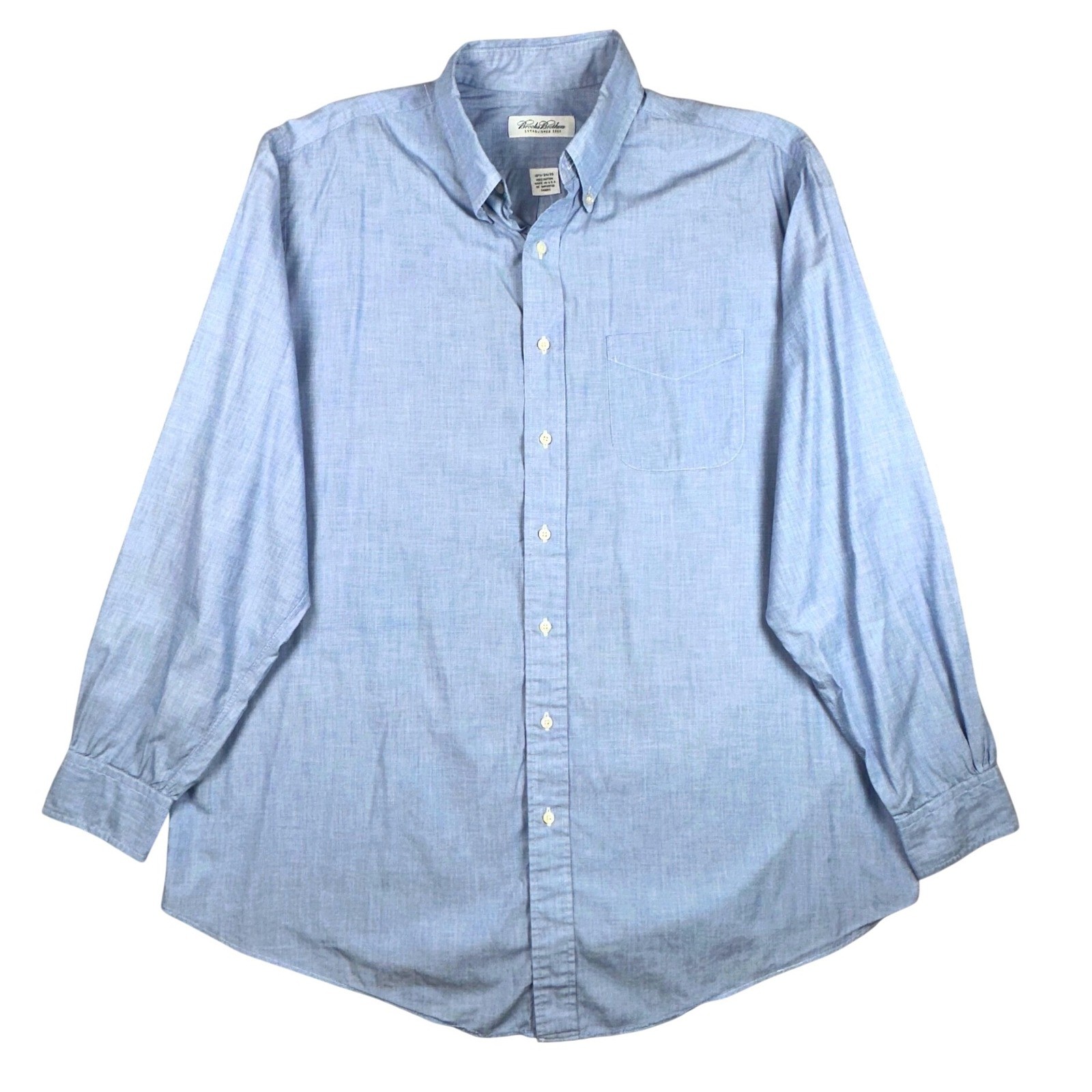 Brooks Brothers Men\'s 16.5 34/35 Blue Cotton Dress Shirt Button Down Made USA
