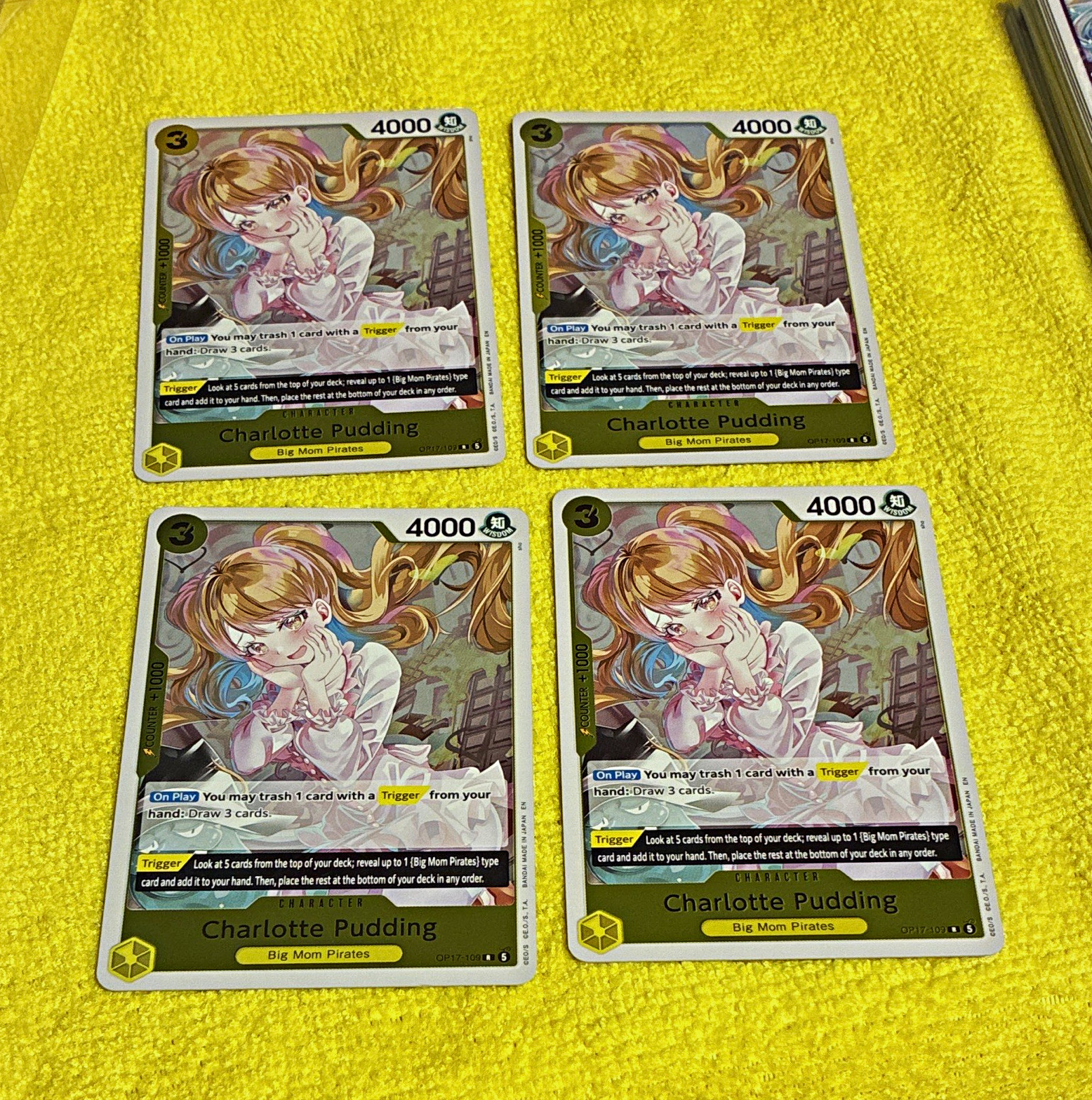Charlotte Pudding OP17-100 Yellow Character x4 One Piece Card Game English