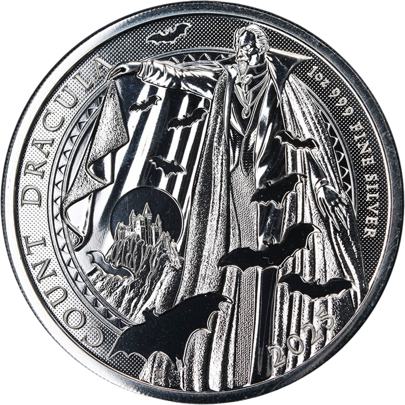 2025 Great Britain 1 Ounce Silver 2 Pounds Gothic Horror: Count Dracula BU ST...