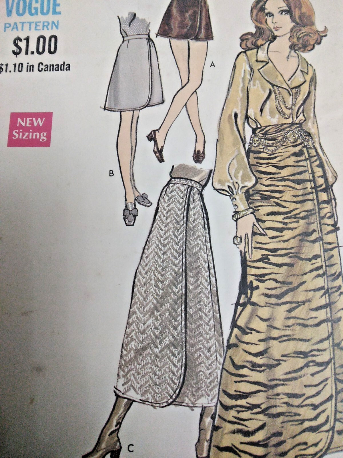 Vogue 7696 Skirt Mock Wrap Sewing Pattern Ladies 24\
