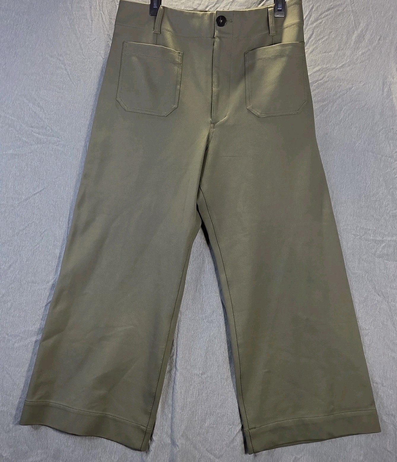 Anthropologie Maeve The Colette Ponte Stretch Green Crop Wide Leg Pants 32 Boho