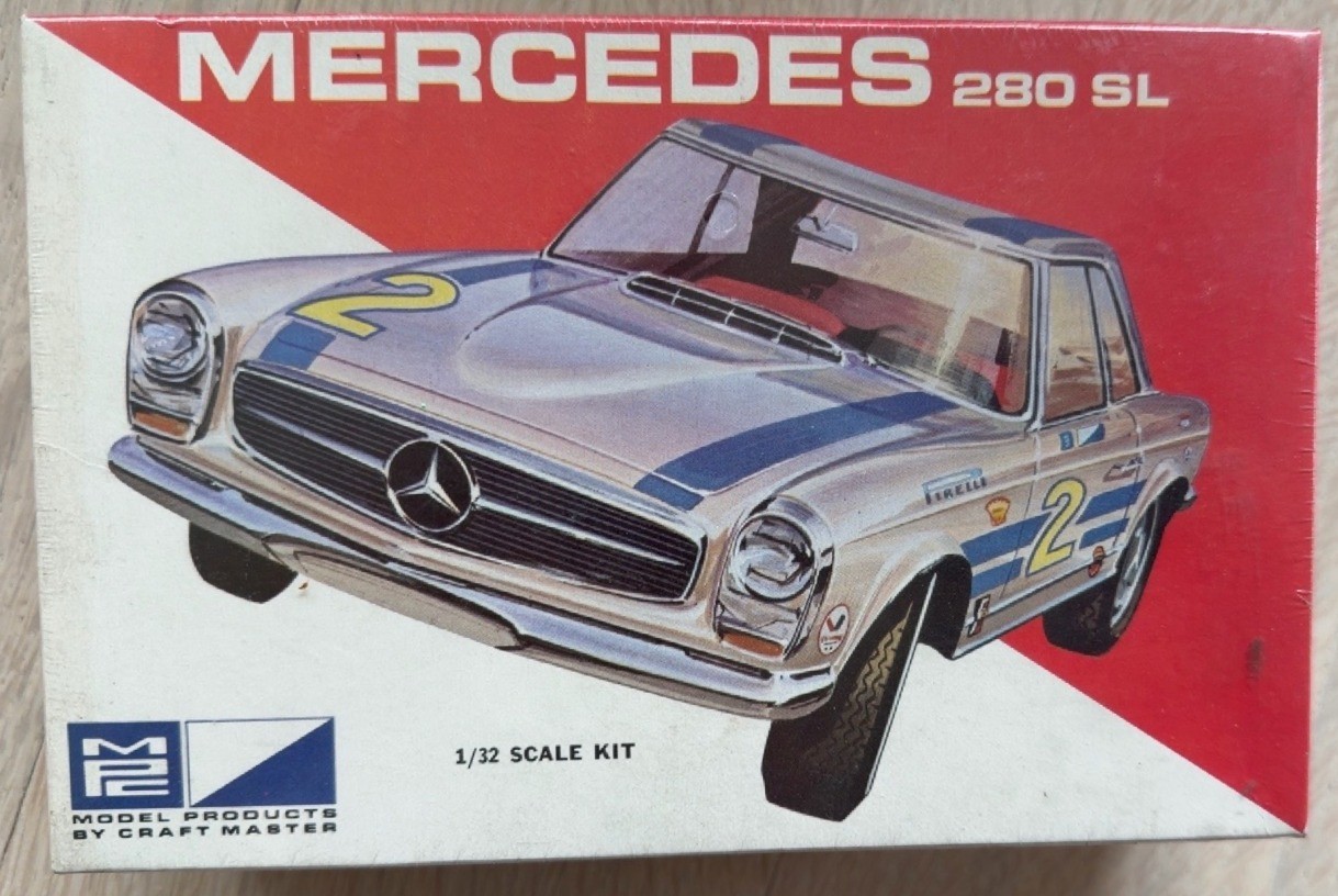 Vintage MPC Mercedes Benz 280 SL 1/32 Scale Model Kit Open Box Appears Complete