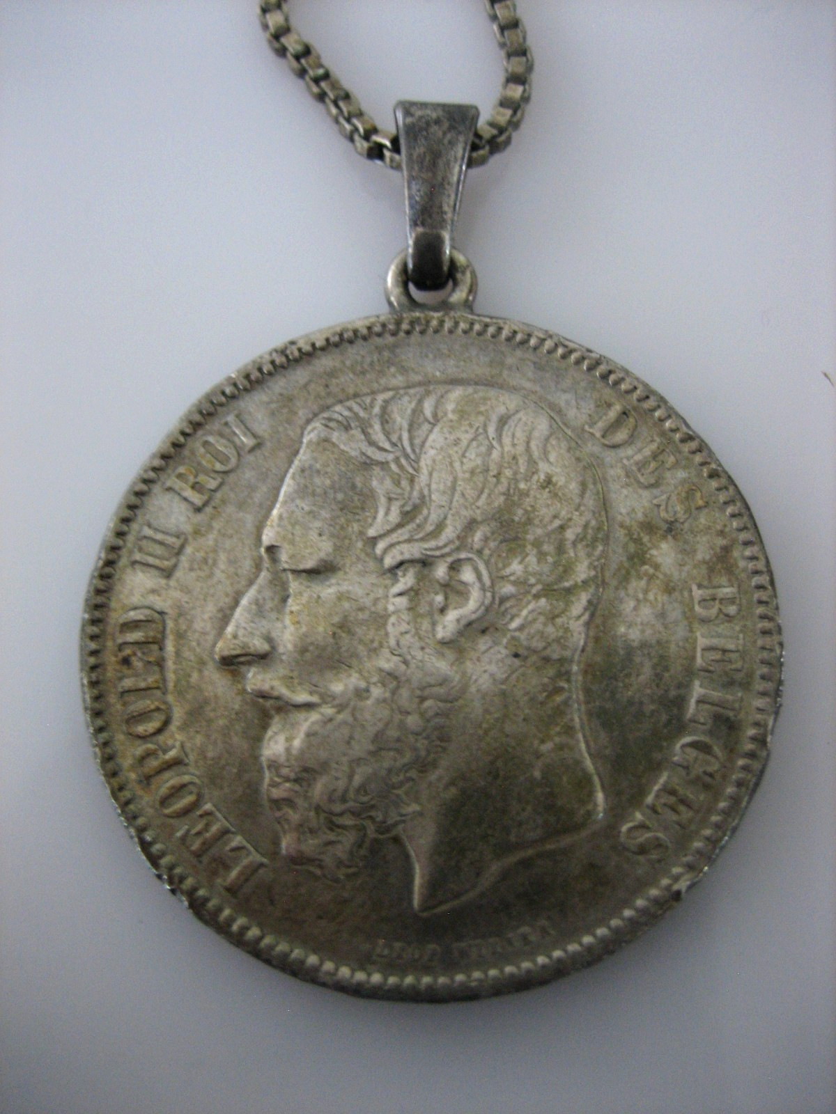 1873 Belgium 5 Five Francs World SILVER Coin King Leopold II Pendant Necklace 1873 Belgium 5 Five Francs World SILVER Coin King Leopold II Pendant Necklace