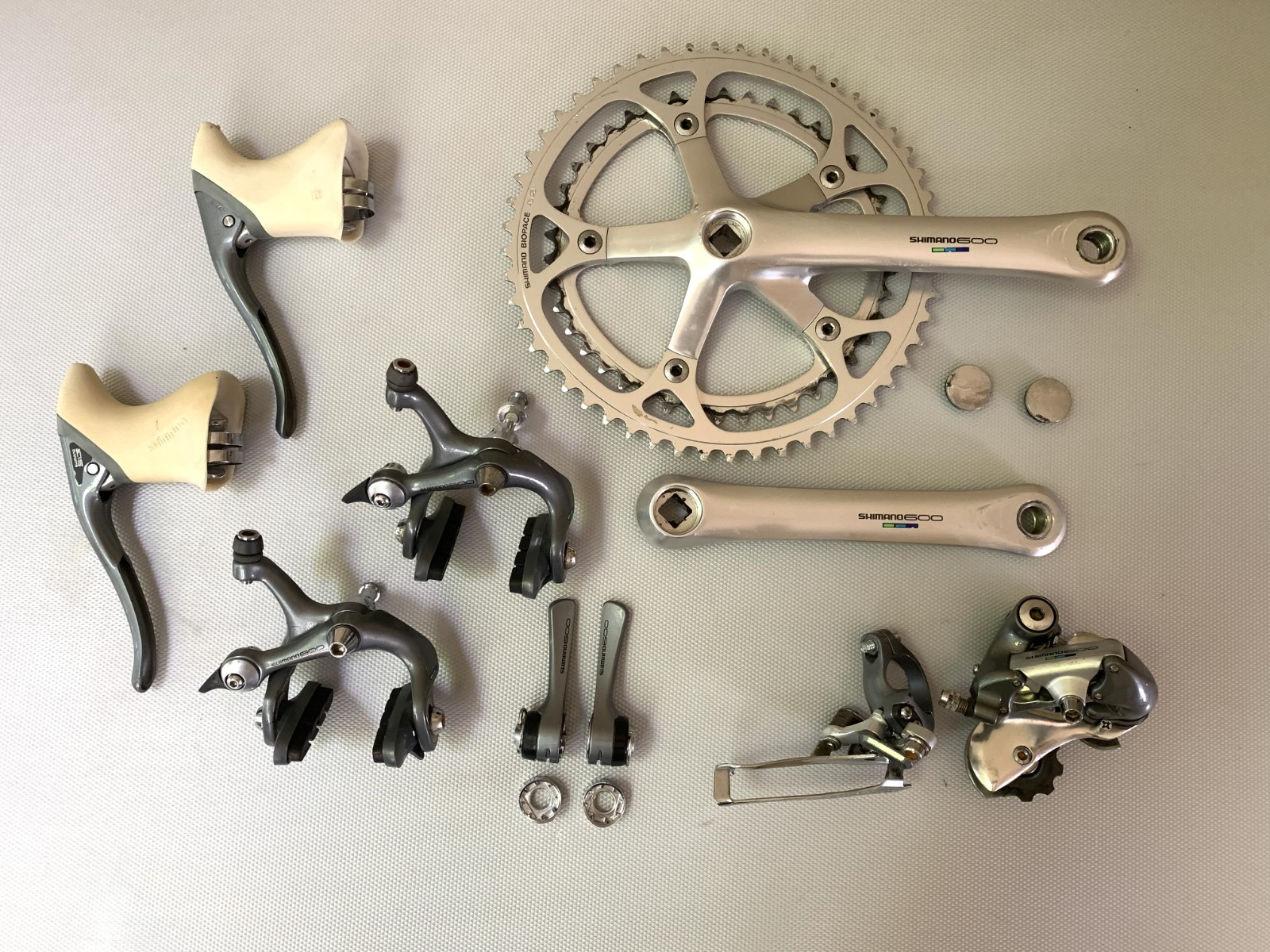 Shimano 600 Tricolor Groupset 7 Speed Derailleurs, Brakes, Crankset - USED