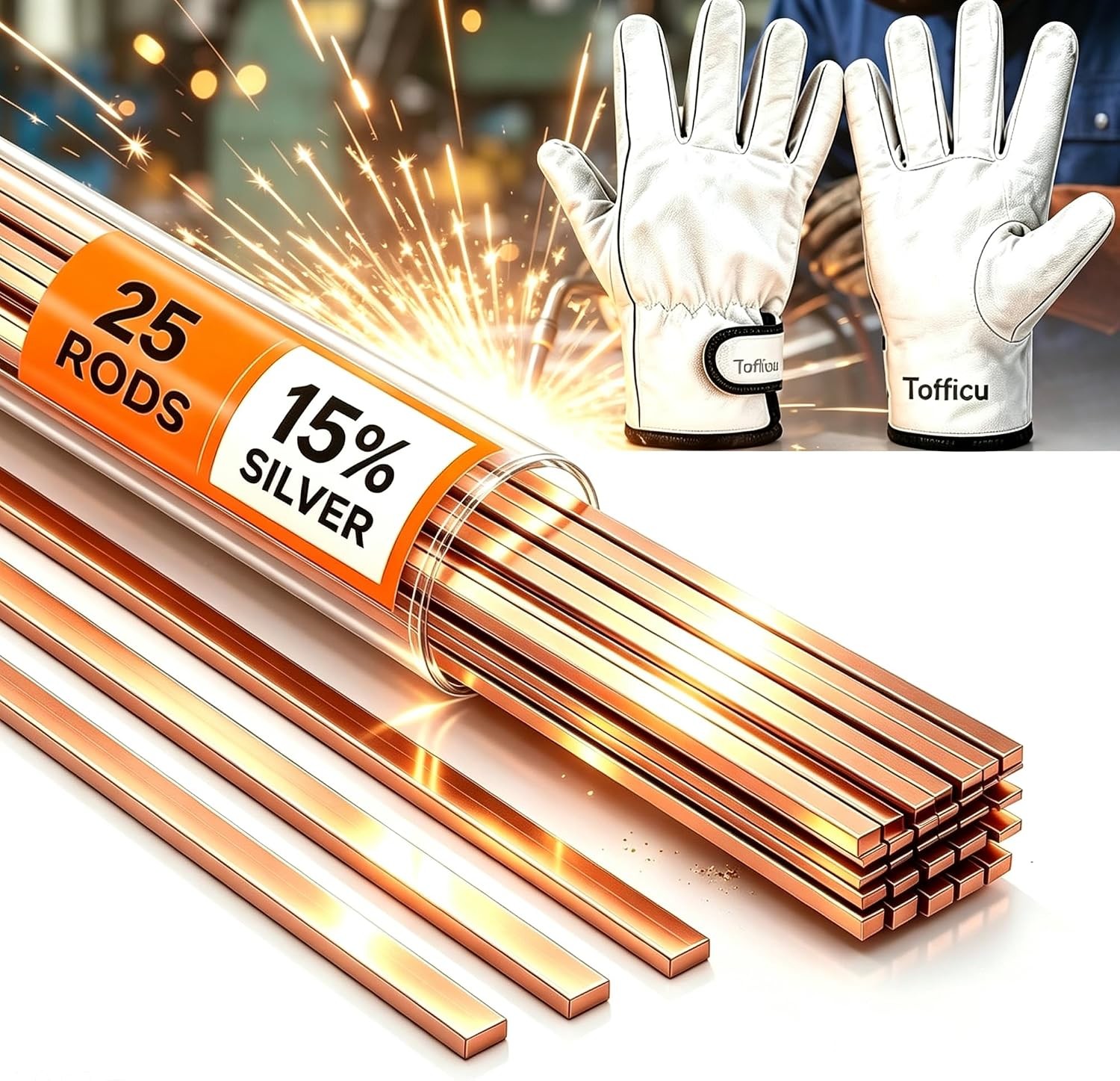 25Pack 15% Brazing Rods with Gloves 25Pack 15% Brazing Rods with Gloves