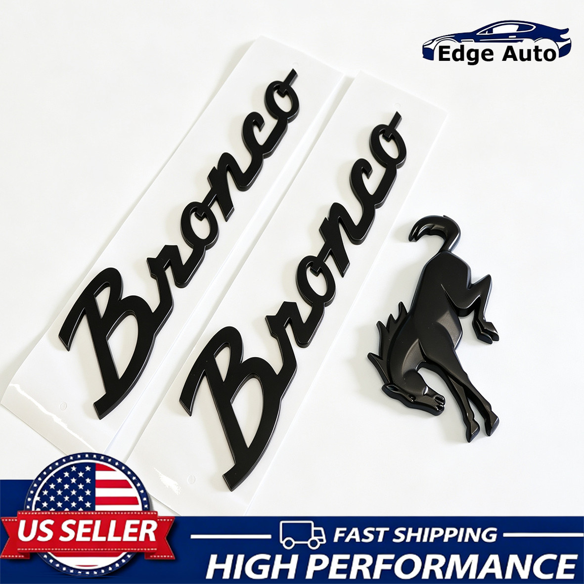 3PCS Set Fender & Horse Emblem Letters Badge For 2021-2024 Bronco Matte Black