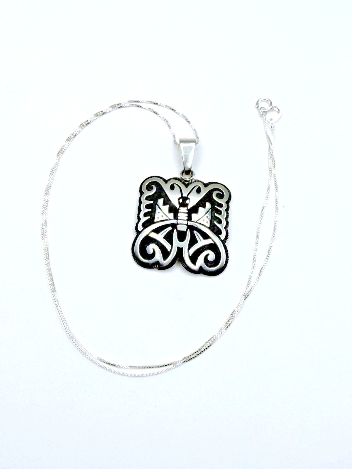 Hopi Sterling Silver Overlay Butterfly Pendant Heavy Gauge 18\