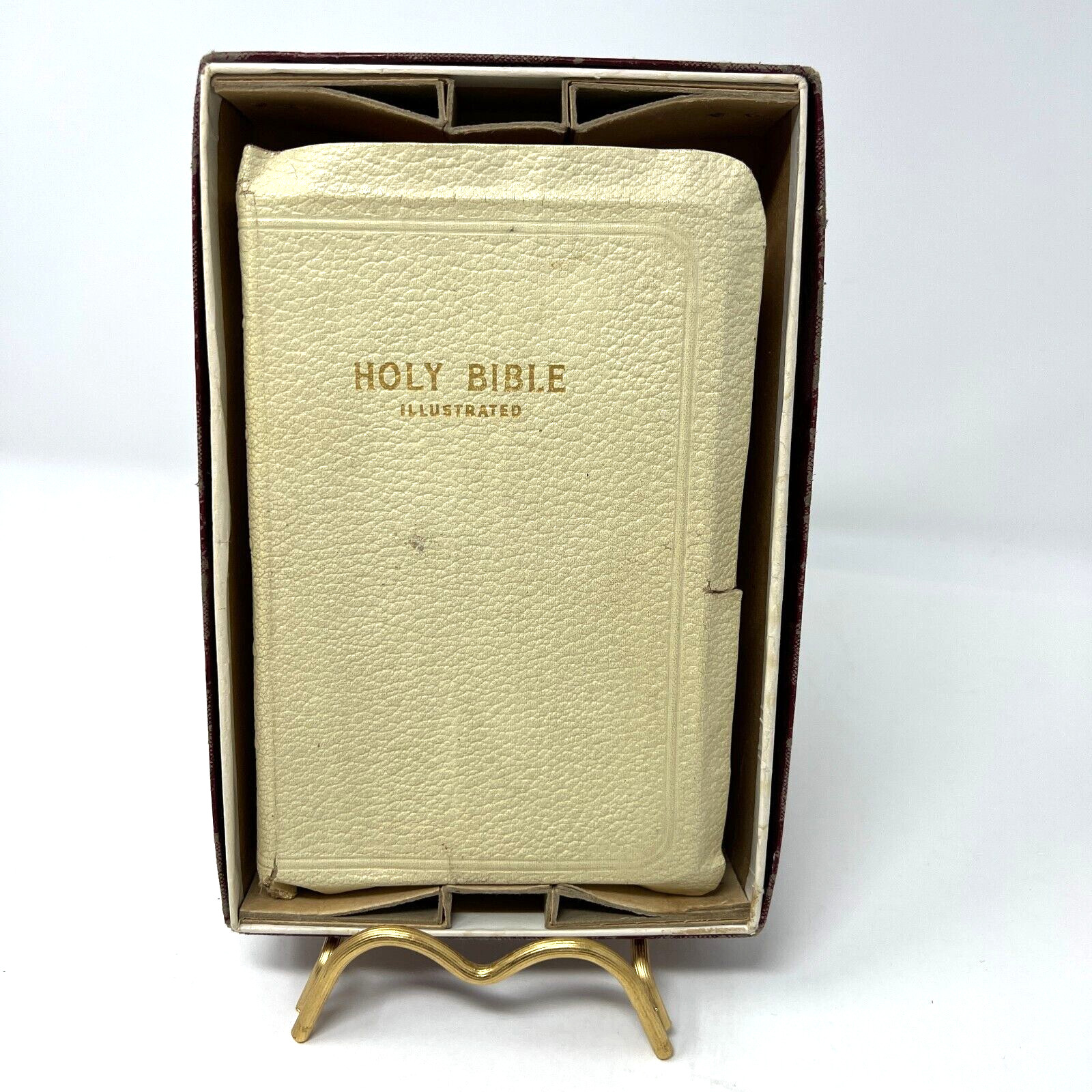 Vintage 50s Young Folks Text Illustrated World Bible King James Version With Box