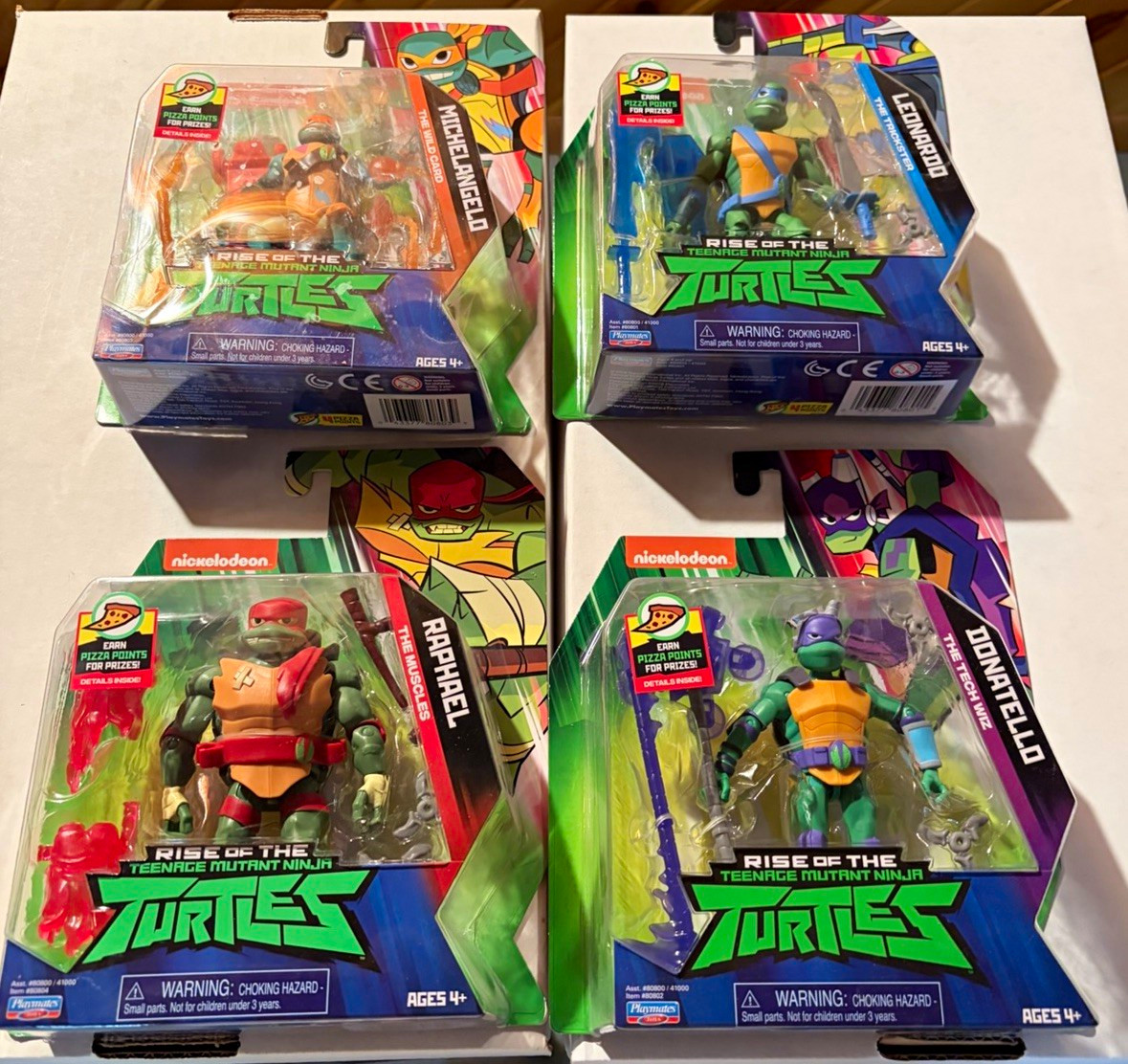 Nickelodeon TMNT Boxed 4-Figure Lot Unopened: Leo, Raph, Mikey, Don Nickelodeon TMNT Boxed 4-Figure Lot Unopened: Leo, Raph, Mikey, Don