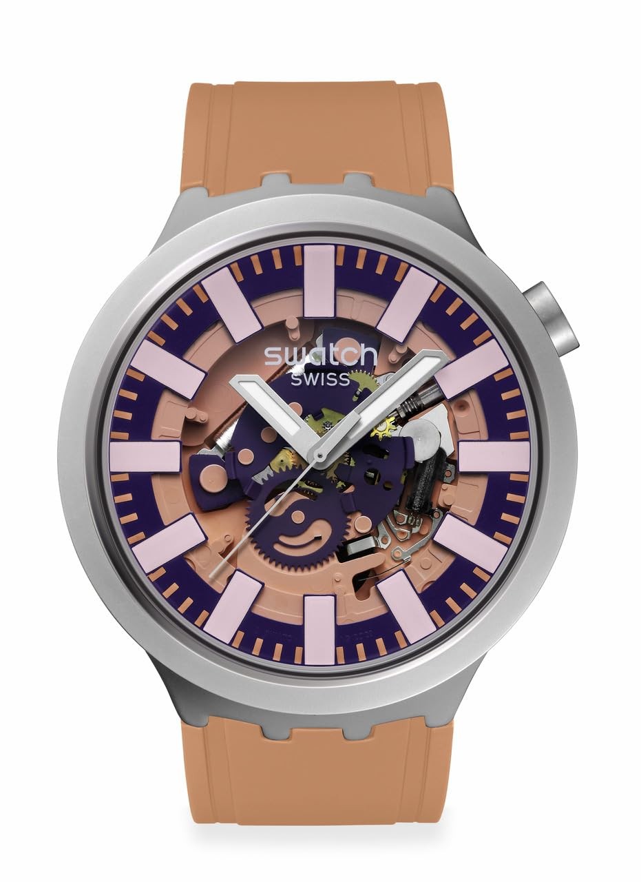 Swatch Big Bold Irony Lacquered Beige Terracotta Tide Polymer Automatic
