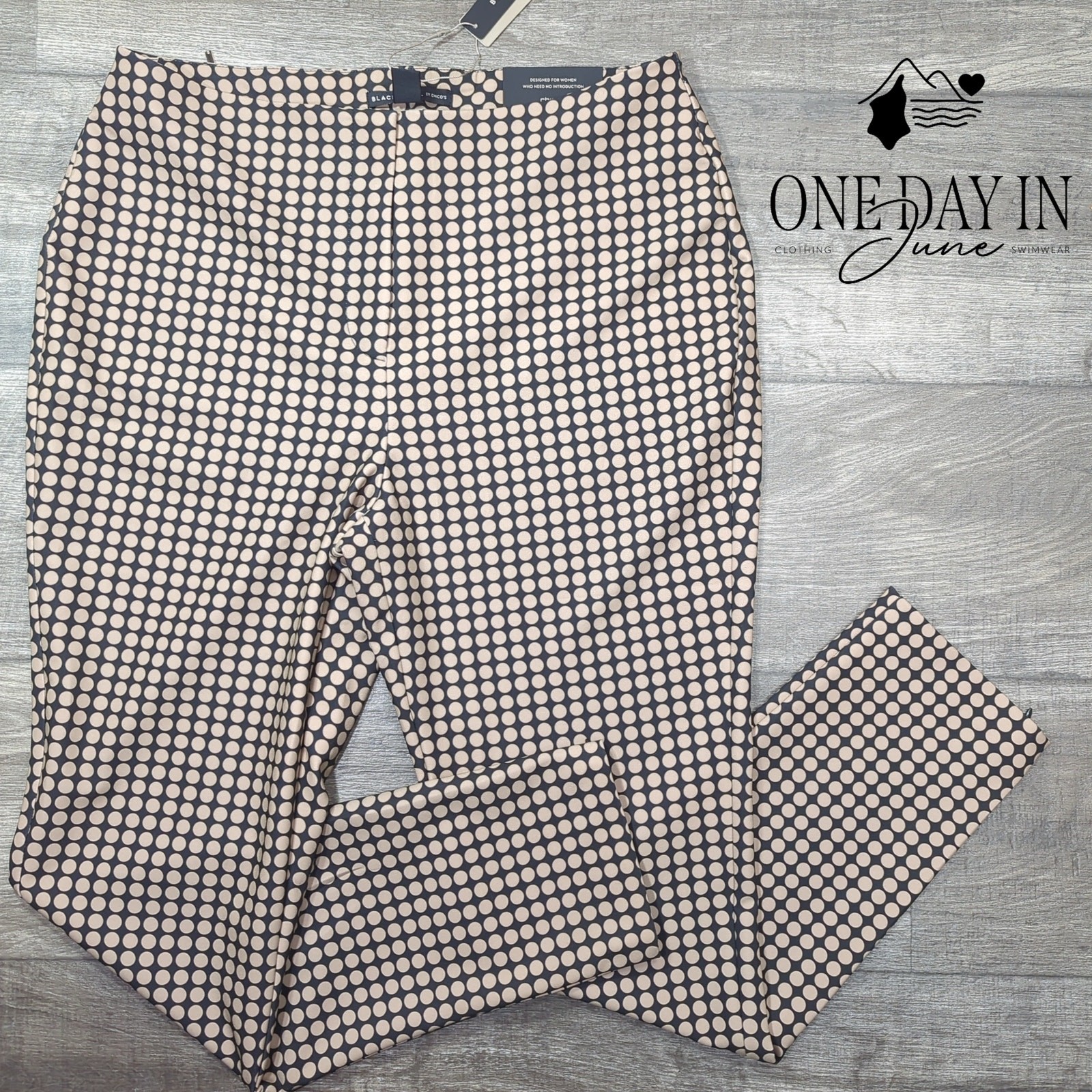 Chico\'s Black Label Dotted Slim Ankle Pants Black Neutral NWT Size Chico\'s 1 (M)