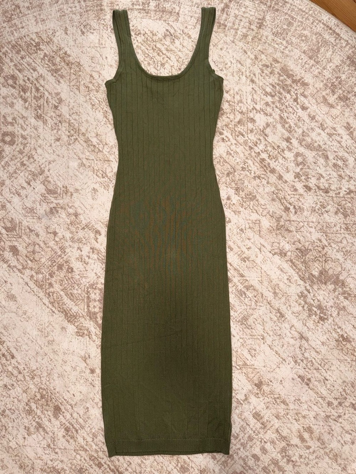 Windsor Olive Green Ribbed Tank Midi Dress Windsor Olive Green Ribbed Tank Midi Dress