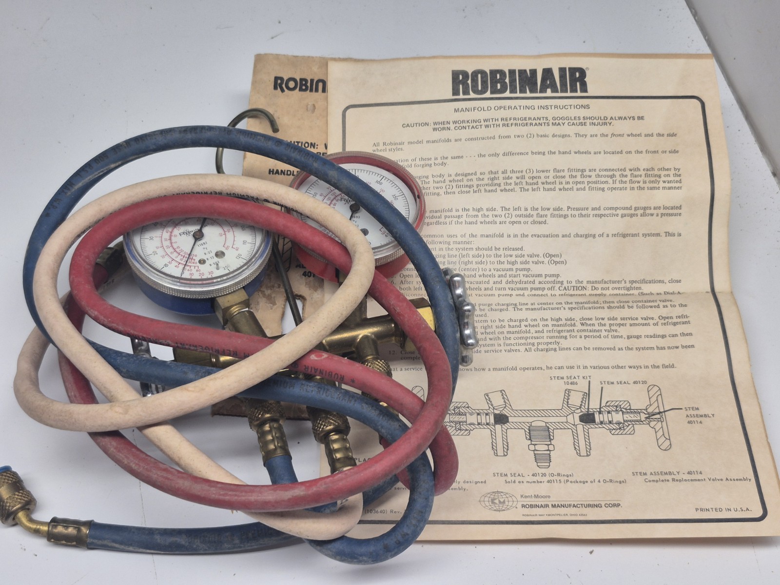 Robinair AC Manifold Test Gauges 134A Hoses 60  USA