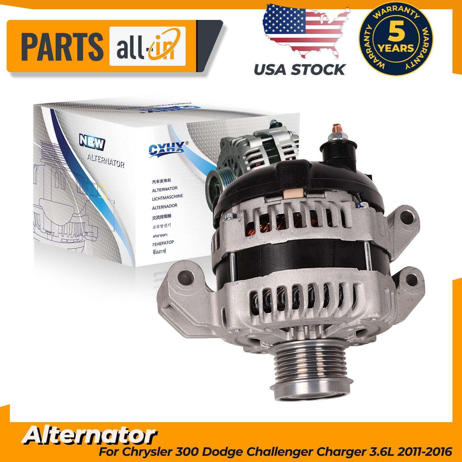 New 160A 12V Alternator For Chrysler 300 Dodge Challenger Charger 3.6L 2011-2016