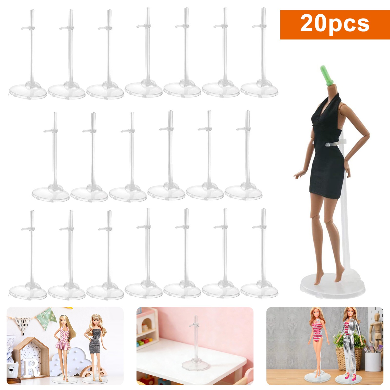 20 Sets Transparent Doll Display Holder for 11''-13'' Dolls Model Support Stand 20 Sets Transparent Doll Display Holder for 11''-13'' Dolls Model Support Stand