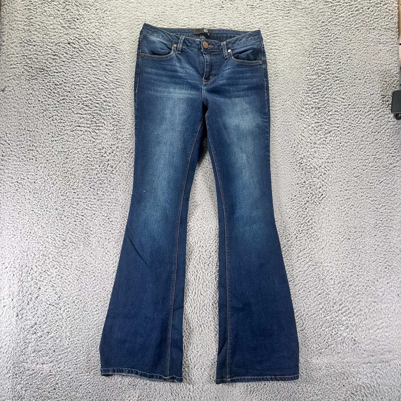 1822 Denim Jeans Womens 6 Blue Cotton Bootcut Travel Faded Whiskered Stretch