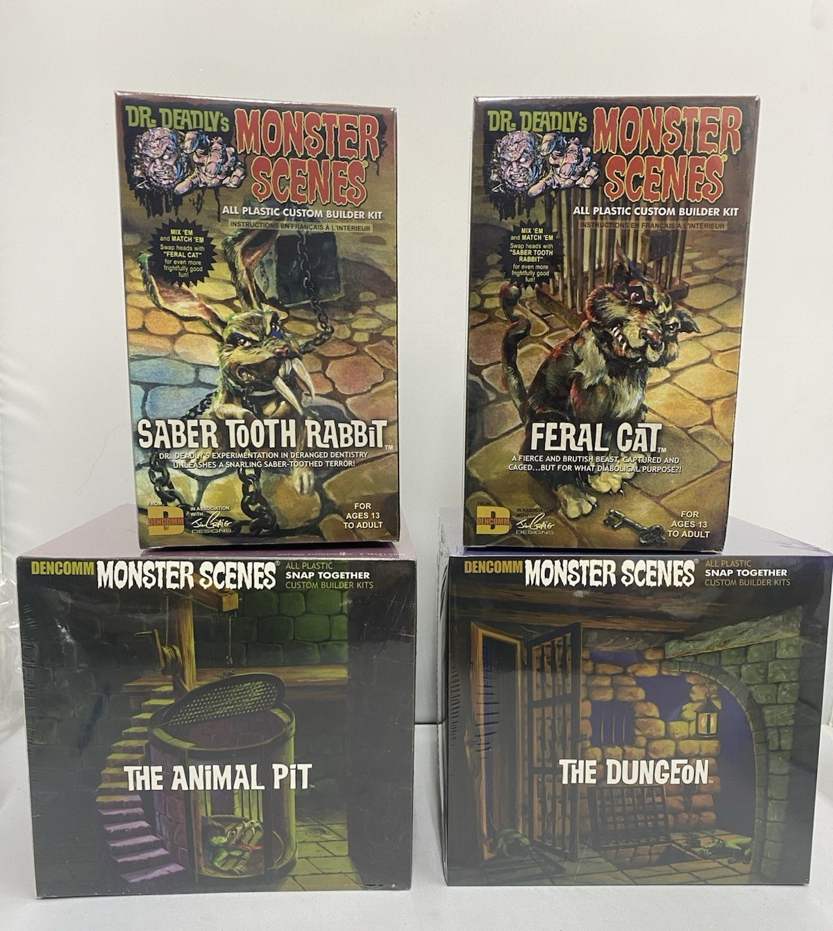 4 Monster Scenes Retro Kits made to go with the orignal 1970s Aurora Sets